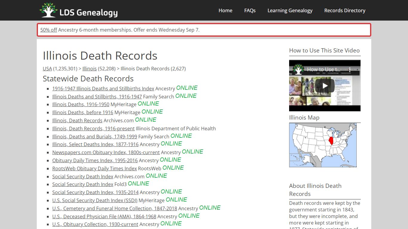 Illinois Death Records - LDS Genealogy